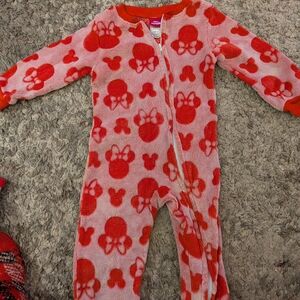 Disney Red and Pink Kids Footie One Piece